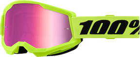 100% Strata 2 Junior Goggles - Neon Yellow Mirror Pink Lens
