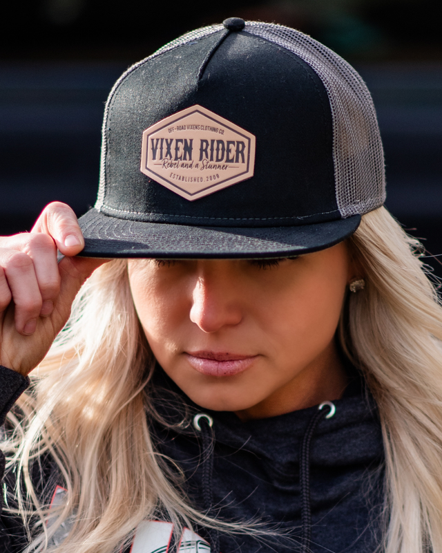 Photo of Rebel Flat Bill - Black/Charcoal by OFF-ROAD VIXENS CLOTHING CO. - Premium Hats for UTVs / Side by Sides
