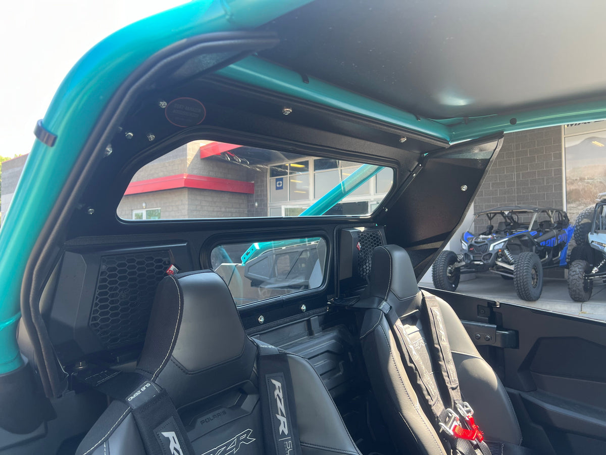 Photo of POLARIS RZR PRO R REAR WINDSHIELD FOR ROCKFORD FOSGATE SPEAKERS by DWA - Premium Windshields for UTVs / Side by Sides