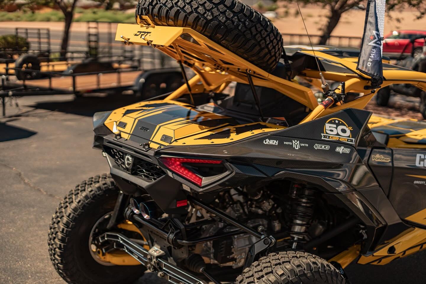 2024+ Can-Am Maverick R Tire Carrier & Adventure Rack by DRT Motorsports | Bolt-On Spare Tire System