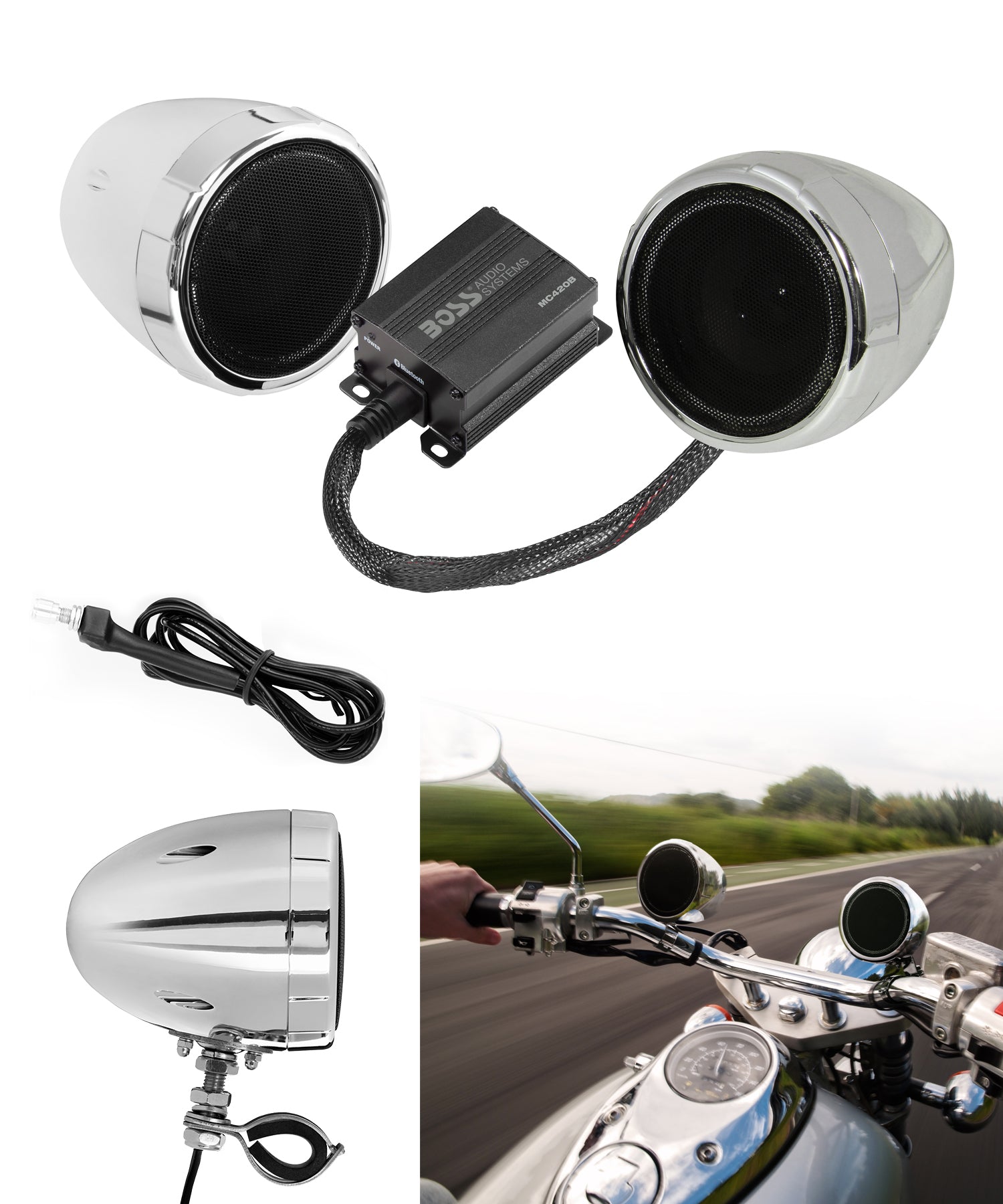 Photo of BOSS AUDIO 600W BLUETOOTH ALL TERRAIN SOUND SYSTEM CHROME by BOSS AUDIO - Premium Audio/Visual/Communication for UTVs / Side by Sides