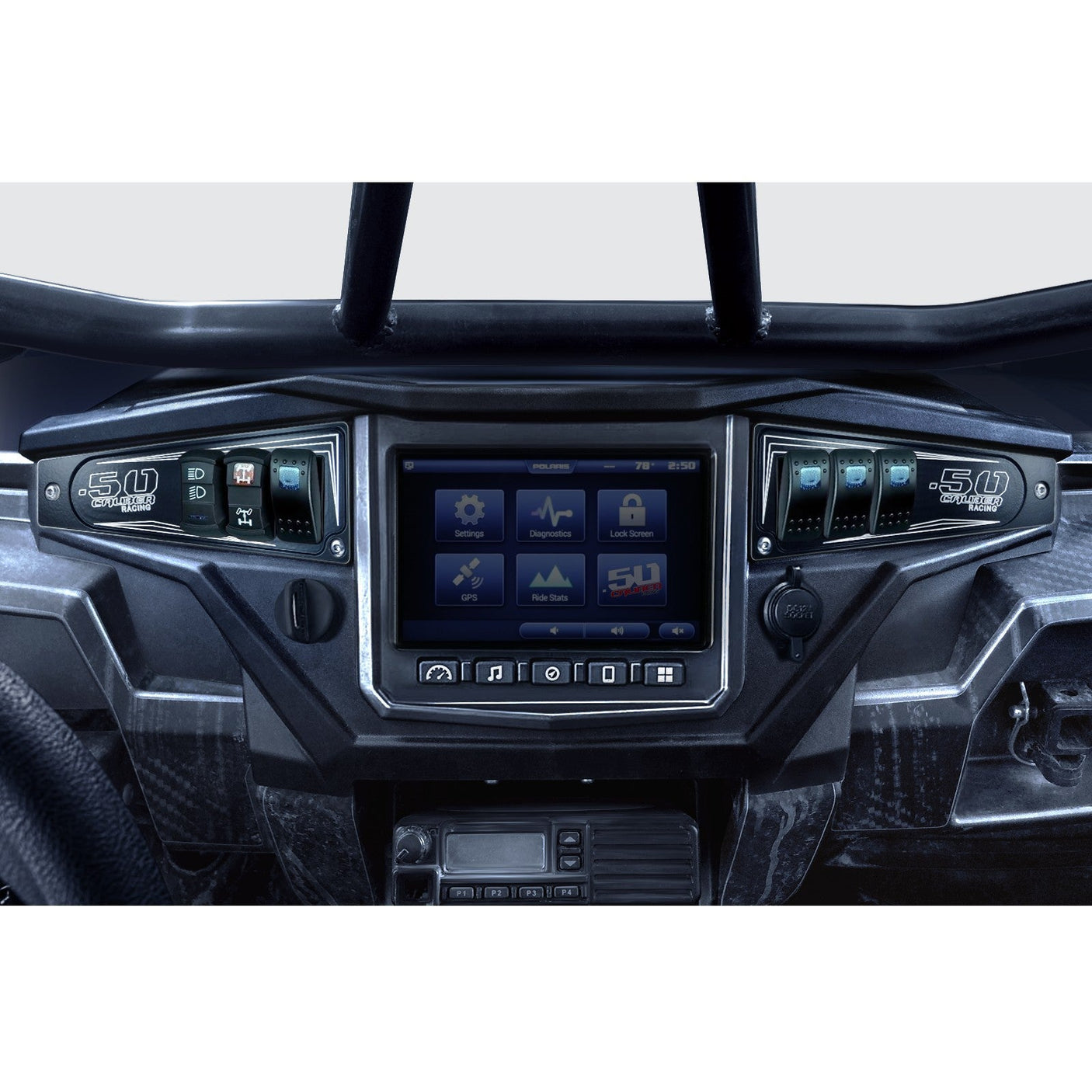 50 Caliber Racing Polaris RZR XP1000 Ride Command 6-Switch CNC Billet Dash Panel - Multiple Colors + Optional Switches (
