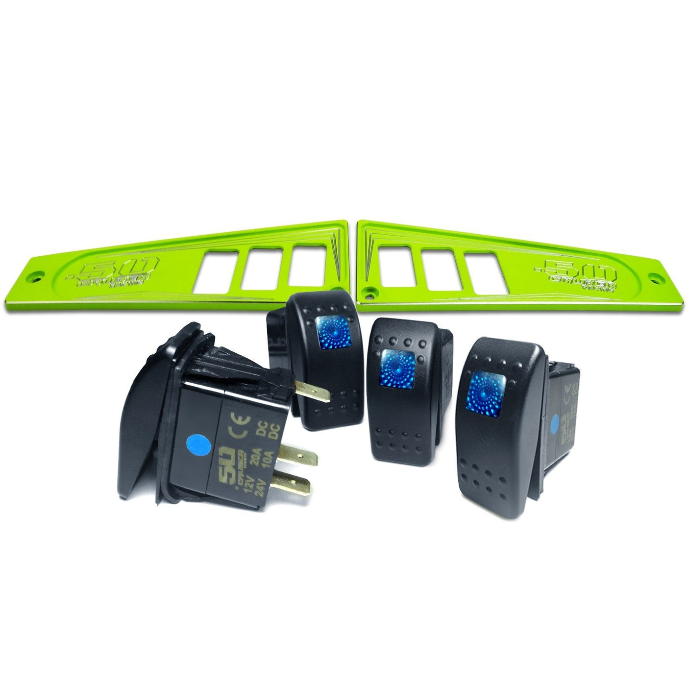 50 Caliber Racing Polaris RZR XP1000 Ride Command 6-Switch CNC Billet Dash Panel - Multiple Colors + Optional Switches (
