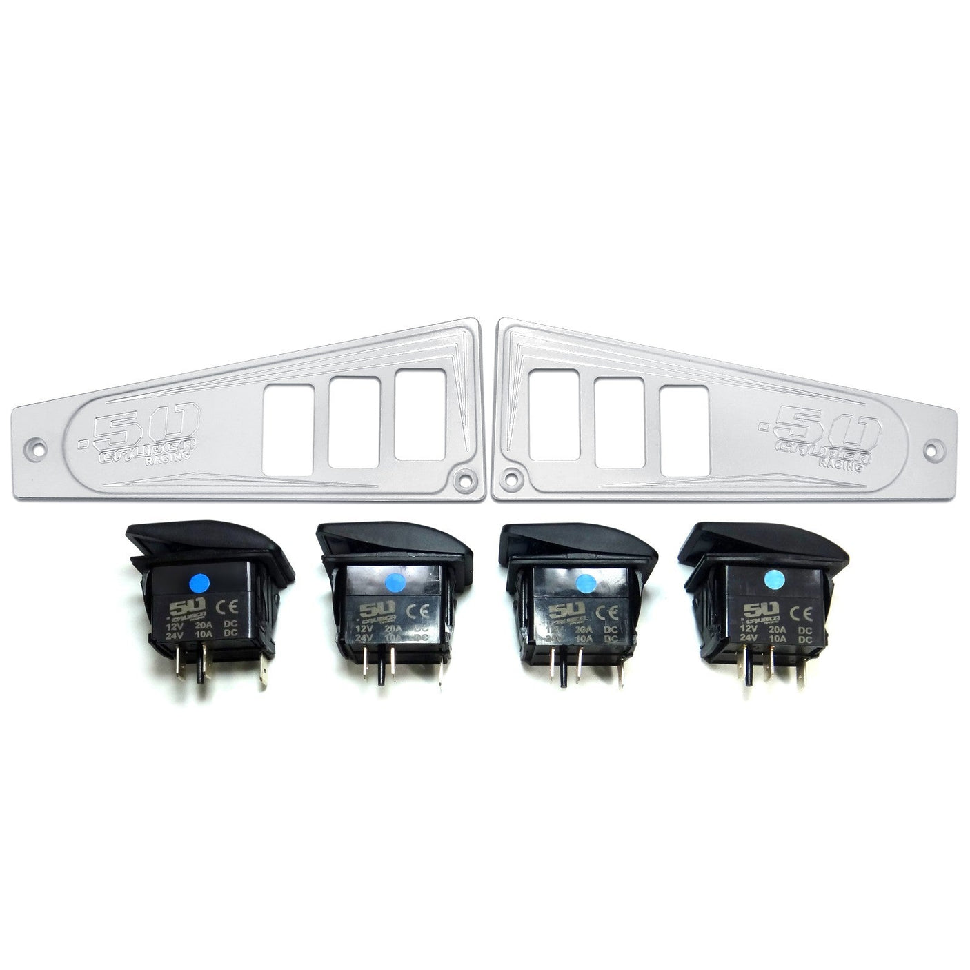 50 Caliber Racing Polaris RZR XP1000 Ride Command 6-Switch CNC Billet Dash Panel - Multiple Colors + Optional Switches (