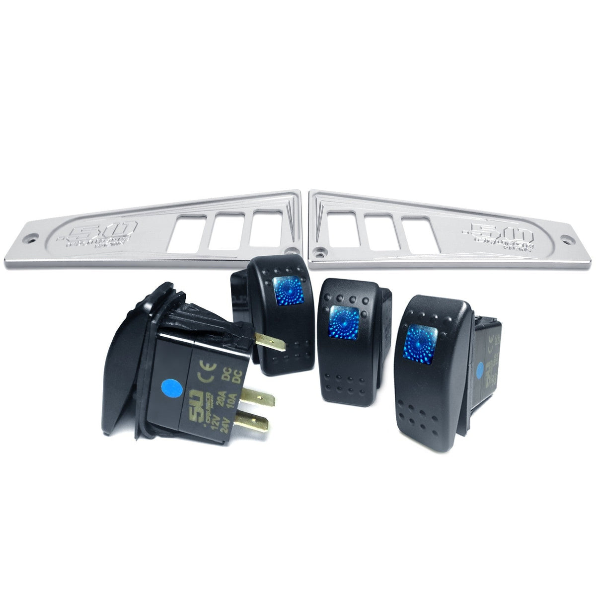 50 Caliber Racing Polaris RZR XP1000 Ride Command 6-Switch CNC Billet Dash Panel - Multiple Colors + Optional Switches (