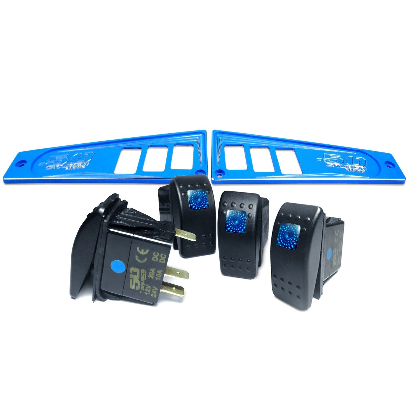 50 Caliber Racing Polaris RZR XP1000 Ride Command 6-Switch CNC Billet Dash Panel - Multiple Colors + Optional Switches (