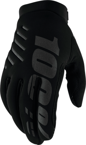 100% Brisker Youth Cold Weather Riding Gloves - Black, Medium