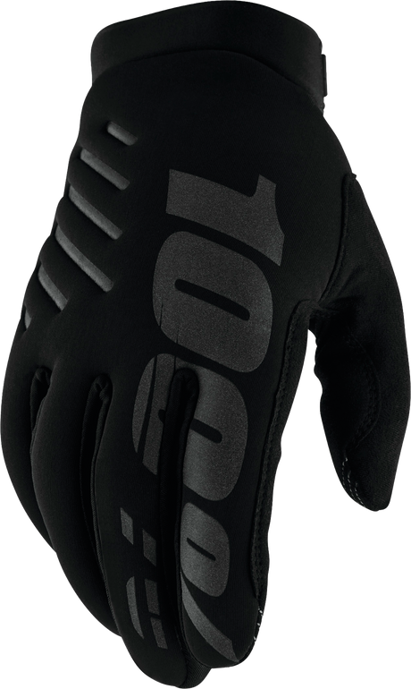 100% Brisker Youth Cold Weather Riding Gloves - Black, Medium