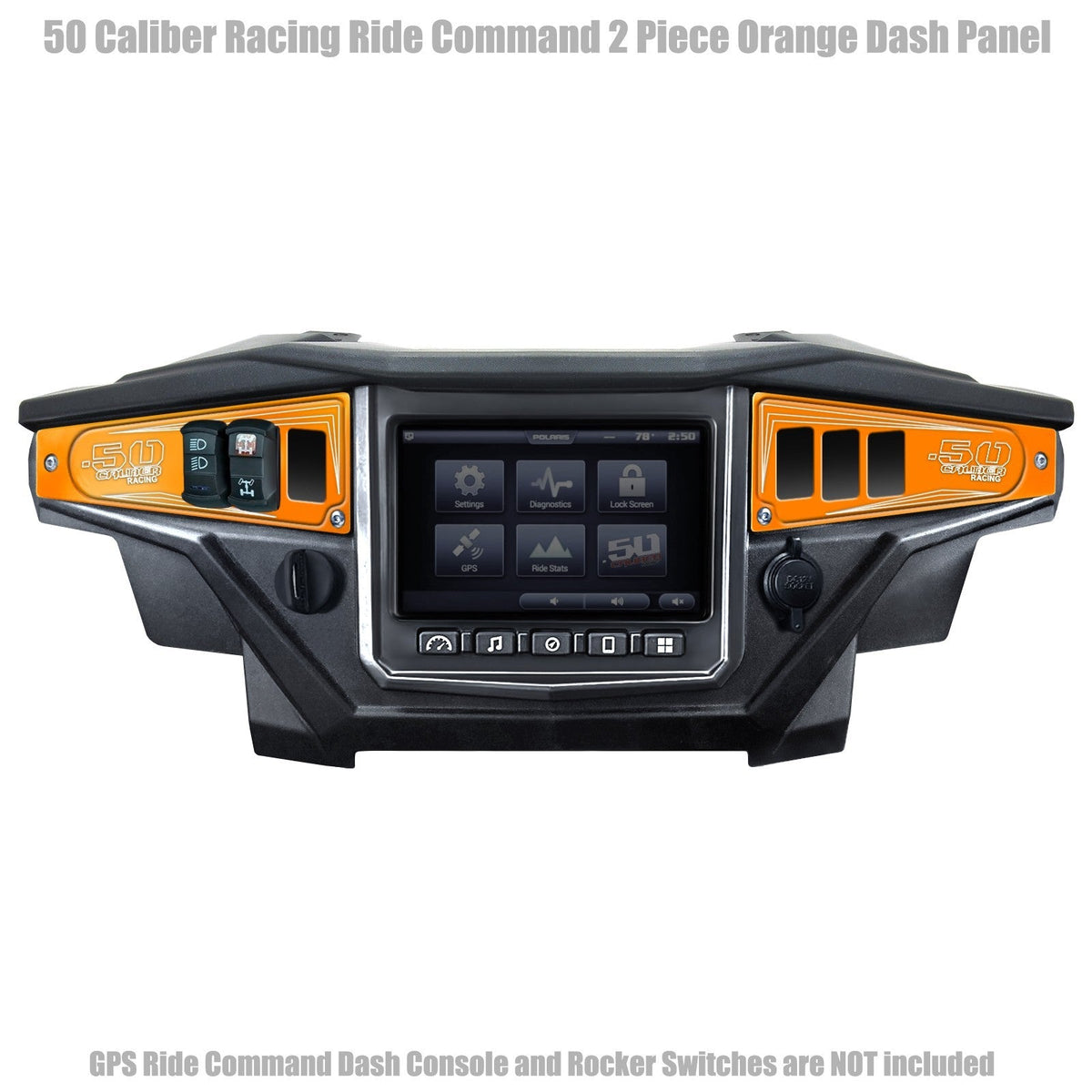 50 Caliber Racing Polaris RZR XP1000 Ride Command 6-Switch CNC Billet Dash Panel - Multiple Colors + Optional Switches (