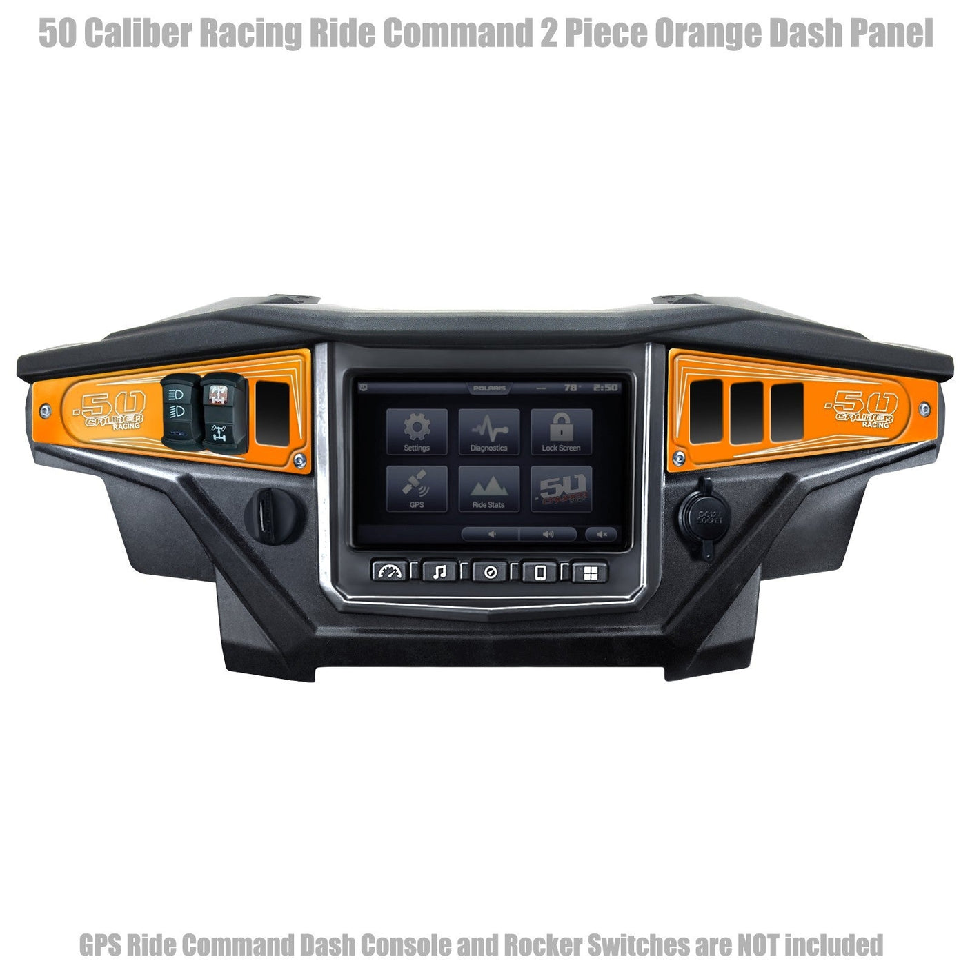 50 Caliber Racing Polaris RZR XP1000 Ride Command 6-Switch CNC Billet Dash Panel - Multiple Colors + Optional Switches (