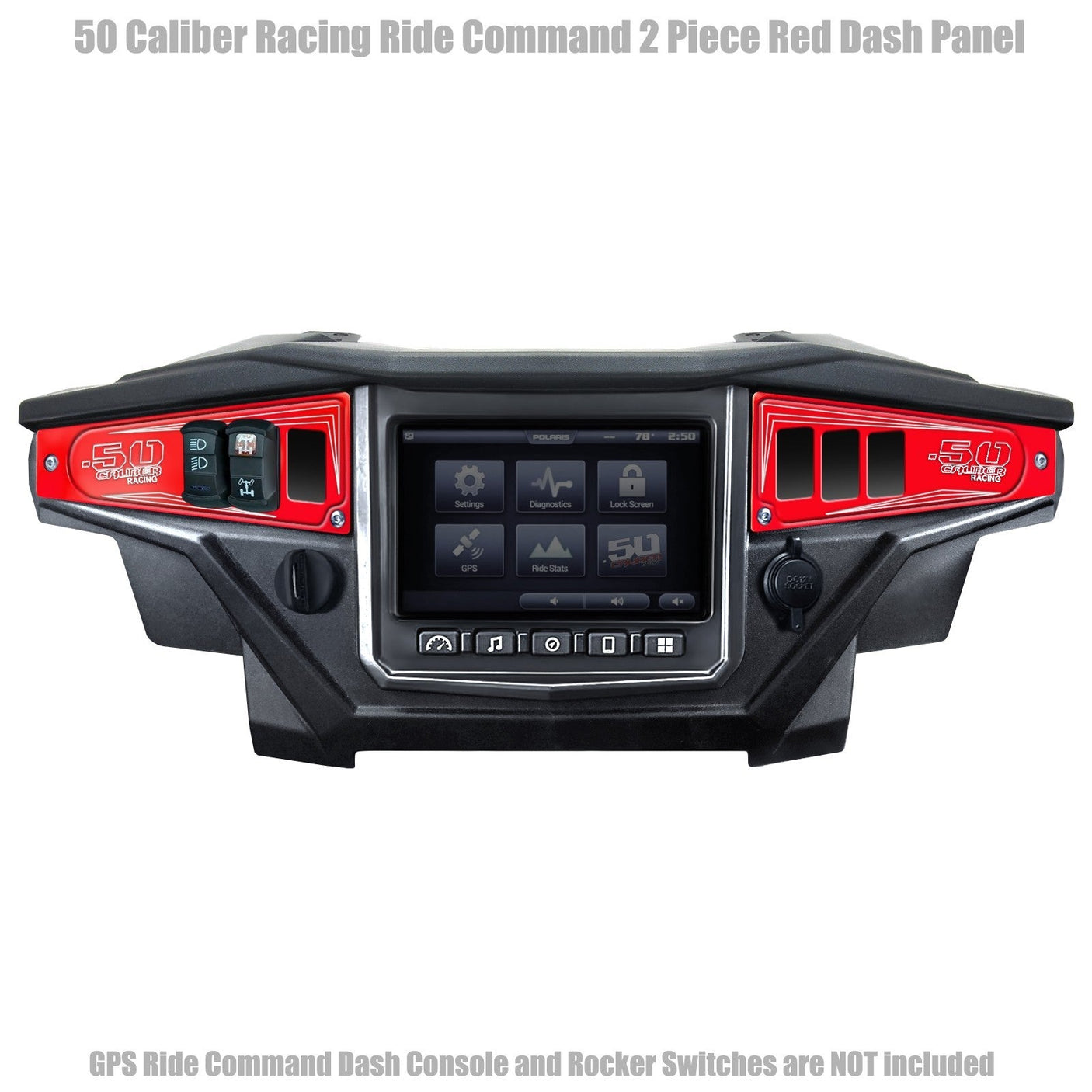 50 Caliber Racing Polaris RZR XP1000 Ride Command 6-Switch CNC Billet Dash Panel - Multiple Colors + Optional Switches (