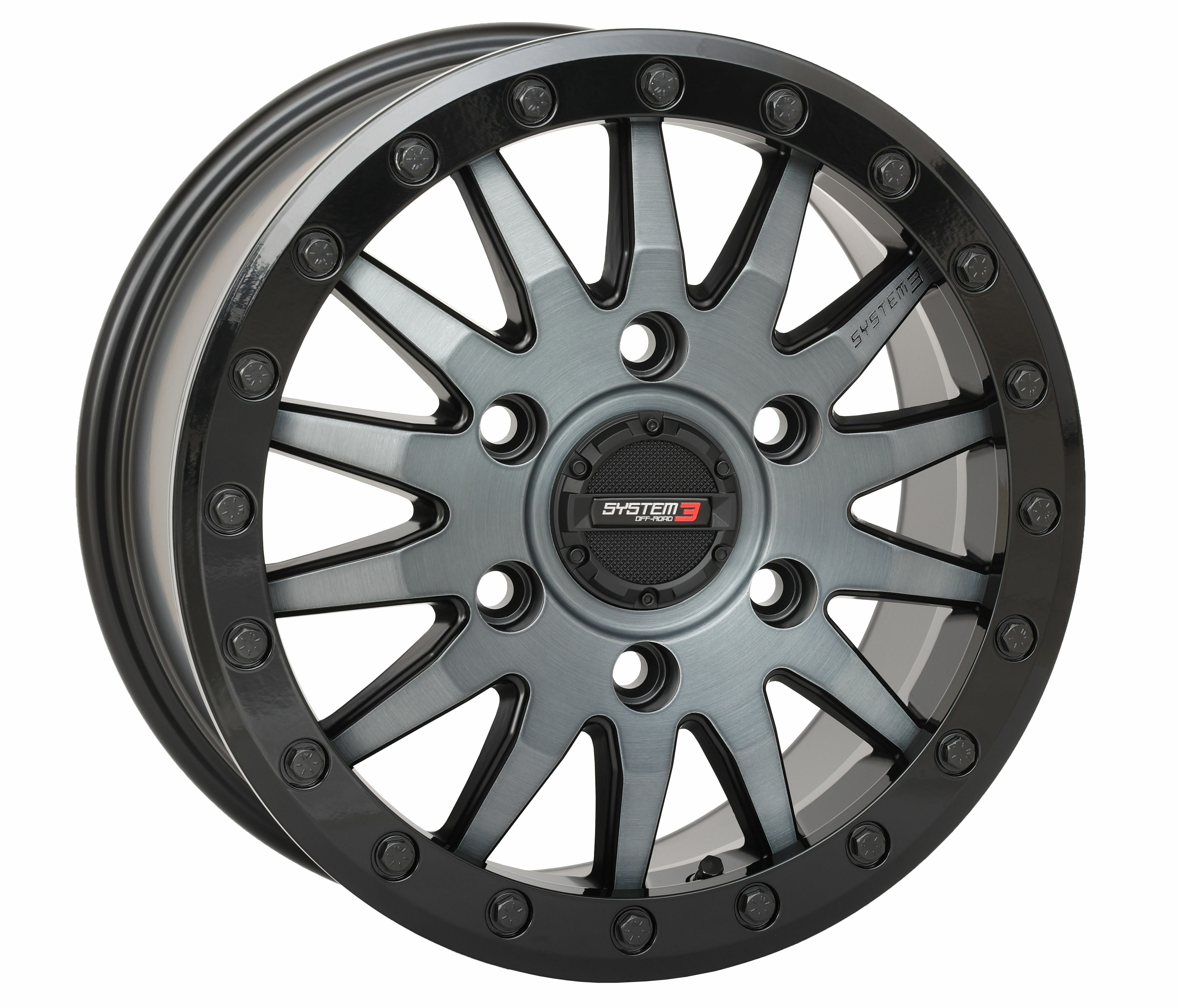 Photo of SB8 WHEEL 15X7 6+1 (+68MM) 6/5.5 MATTE BRUSHED GREY by SYSTEM 3 - Premium Wheels for UTVs / Side by Sides