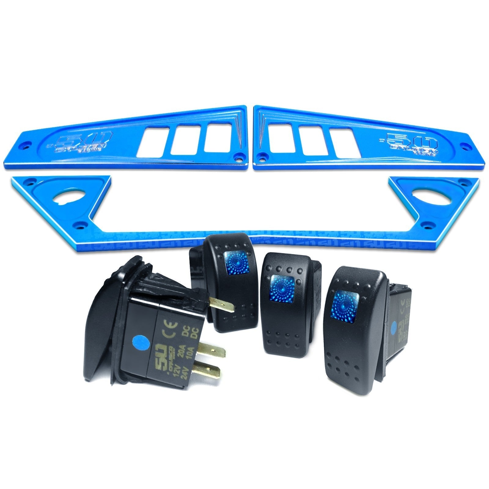 Polaris RZR XP1000 Ride Command 6-Switch CNC Billet Dash Panel - Multiple Colors + Optional Switches (2017+)