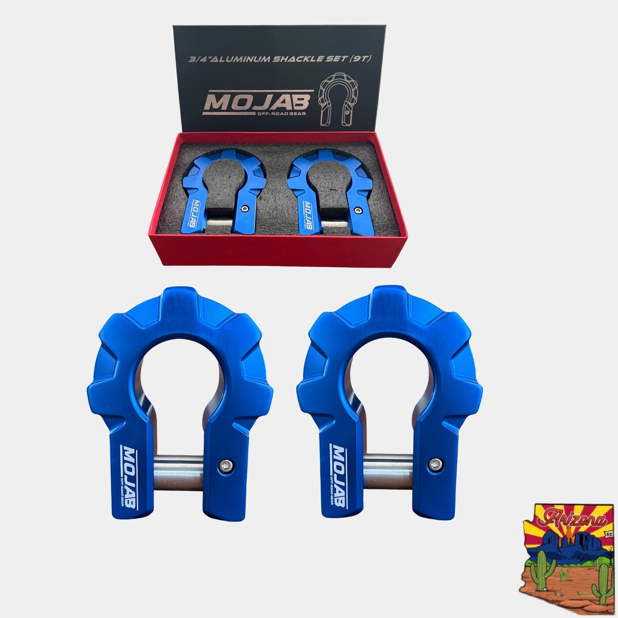 Photo of 3/4'' Extreme duty Aluminum D-Shackle set (9T) (LIFETIME WARRANTY*) by MOJAB OFFROAD - Premium Shackle for UTVs / Side by Sides