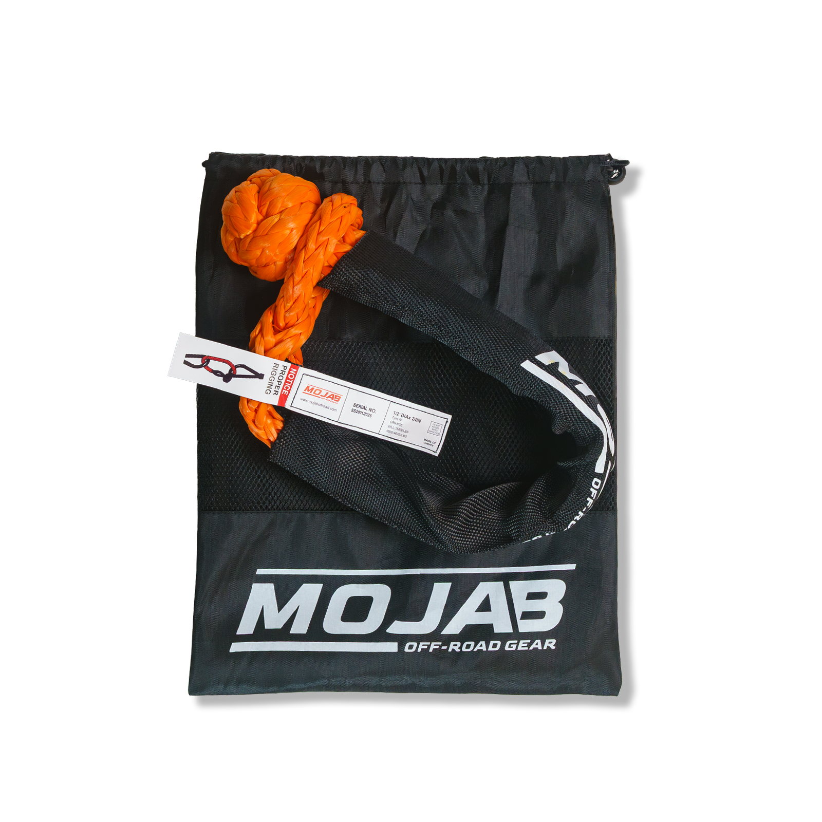 Photo of Soft Shackle 1/2'' x 24” with sleeve and bag (Single Shackle) (Lifetime Warranty) by MOJAB OFFROAD - Premium for UTVs / Side by Sides