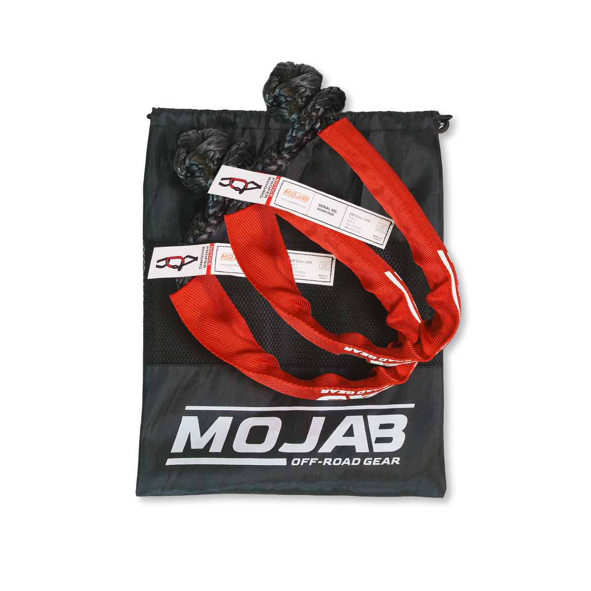 Photo of Soft Shackle 3/8'' x 24” with sleeve and bag (Set of 2 Shackles) (Lifetime Warranty) by MOJAB OFFROAD - Premium Soft Shackle for UTVs / Side by Sides