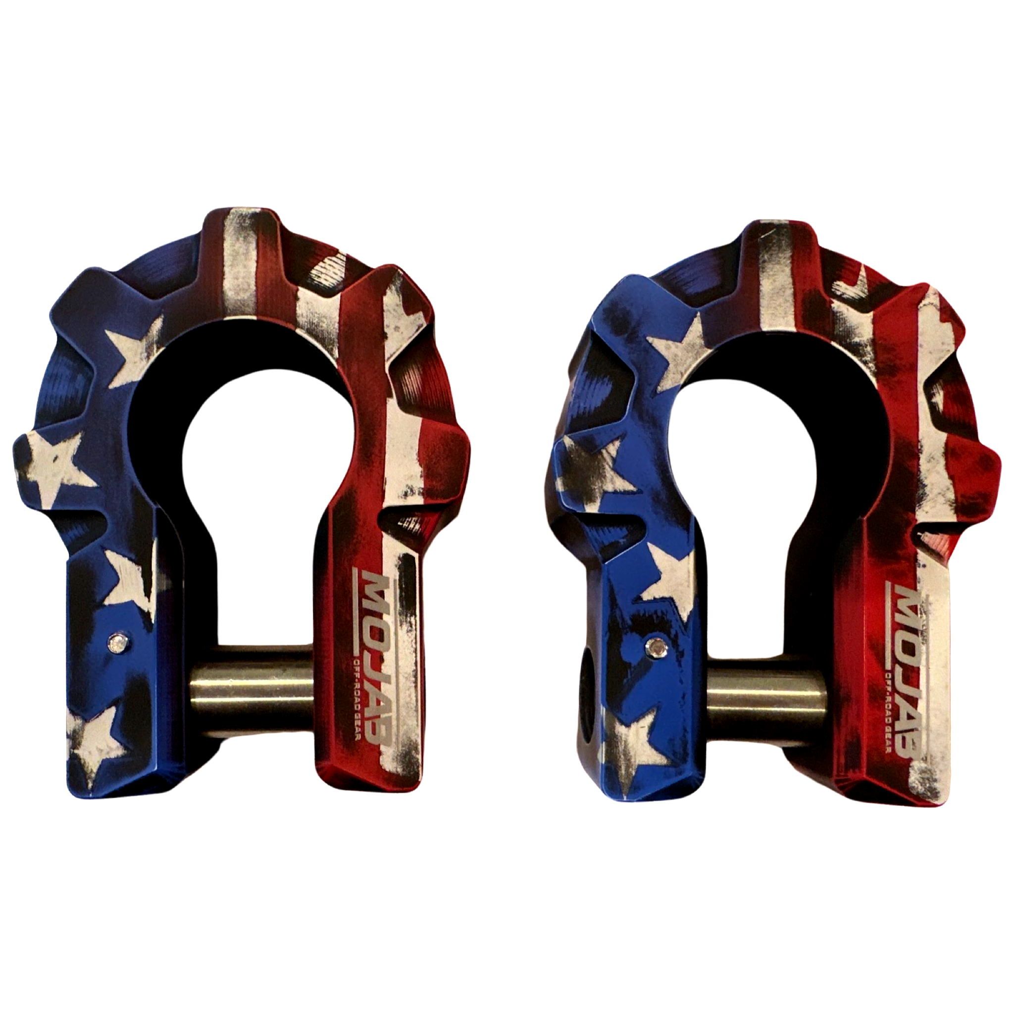 Photo of American Flag - 3/4'' Extreme duty Aluminum Shackle set (9T) - (LIFE TIME WARRANTY*) by MOJAB OFFROAD - Premium for UTVs / Side by Sides