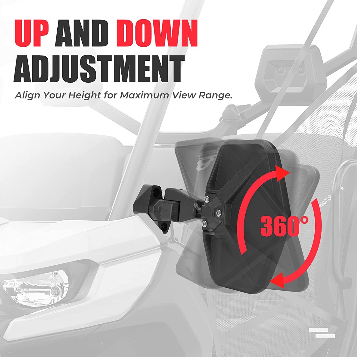 Photo of Side Mirrors Aluminum for Can Am Defender (one pair) by Kemimoto - Premium for UTVs / Side by Sides