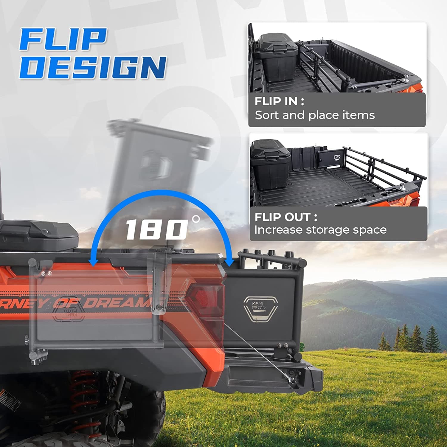Photo of UTV Tailgate Extender for Ranger 1000/XP 1000/Crew 2017-2024 by Kemimoto - Premium for UTVs / Side by Sides