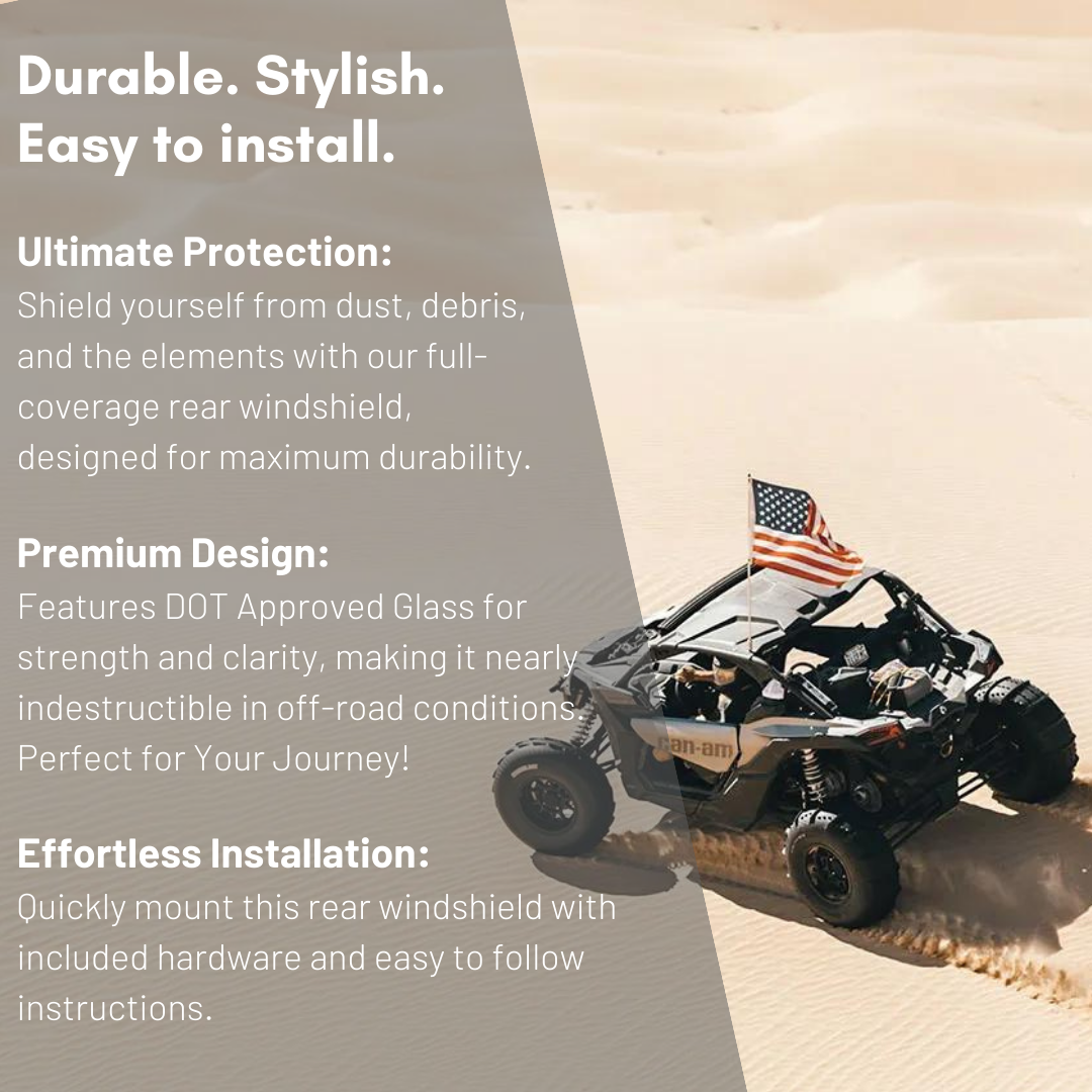 Photo of Can-Am Maverick X3 Rear Windshield (2016+) by Dirt Warrior Accessories - Premium Windshields for UTVs / Side by Sides