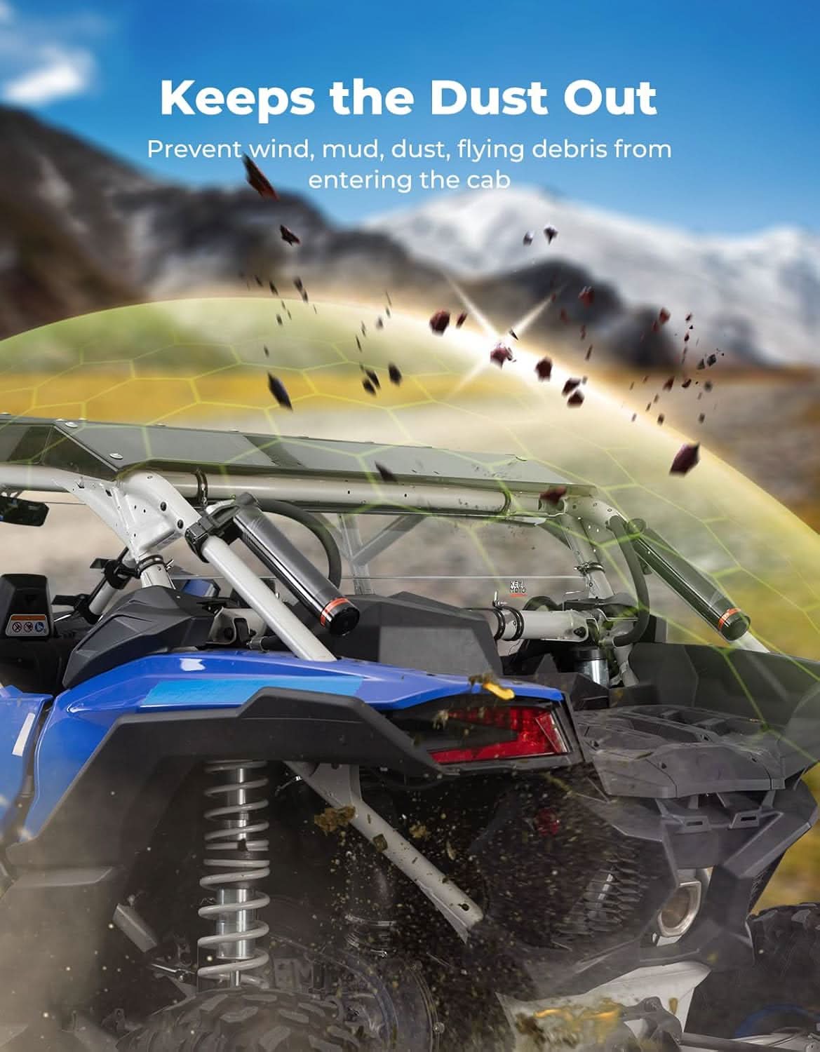 Photo of Upgraded Rear Windshield Scratch-resistant for Can-Am Maverick X3 / X3 MAX by Kemimoto - Premium for UTVs / Side by Sides