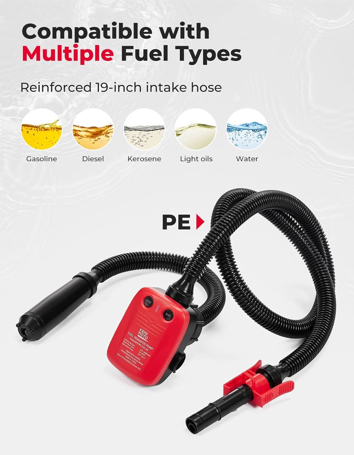 Photo of 41" Hose Fuel Transfer Pump with Automatic Shut-Off Sensor by Kemimoto - Premium for UTVs / Side by Sides