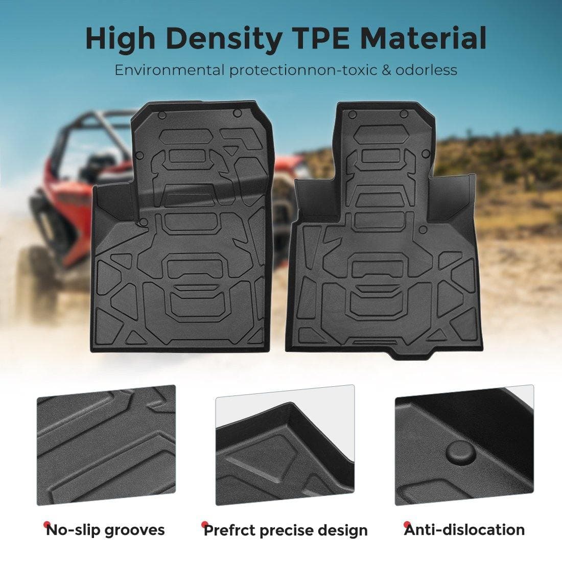 Photo of Kemimoto Floor Mats Liners For Polaris RZR PRO XP 2020-2024 by Kemimoto - Premium for UTVs / Side by Sides