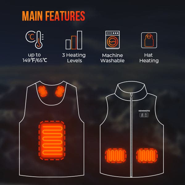 Photo of Heated Vest With Heated Hood - Black by Kemimoto - Premium for UTVs / Side by Sides
