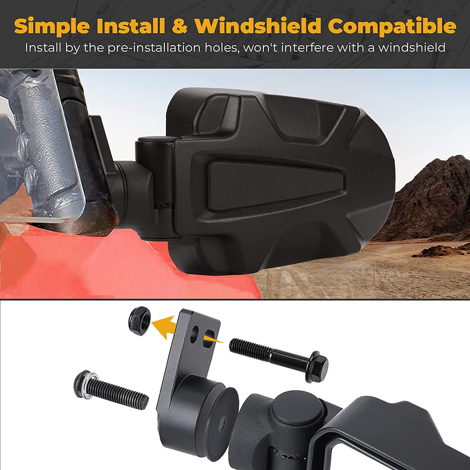 Photo of Kemimoto Folding Side Mirrors for Polaris RZR XP 900 1000 Turbo 2014-2023 by Kemimoto - Premium for UTVs / Side by Sides