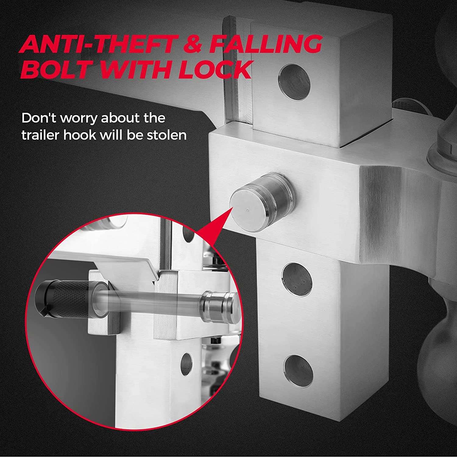 Photo of UTV Adjustable Trailer Hitch Ball Mount by Kemimoto - Premium for UTVs / Side by Sides