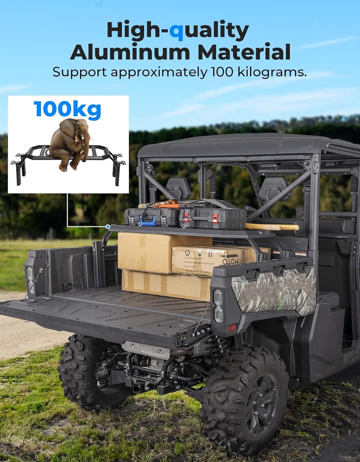 Photo of Rear Rack Adjustable Height for CFMOTO Uforce 1000 | 1000XL by Kemimoto - Premium for UTVs / Side by Sides
