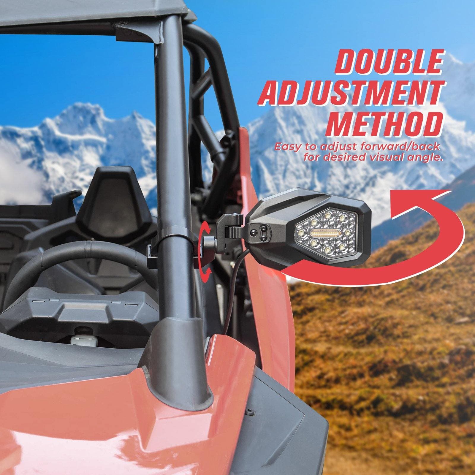 Photo of Mirrors with LED Turn Signal Lights For Honda Pioneer / Talon by Kemimoto - Premium for UTVs / Side by Sides