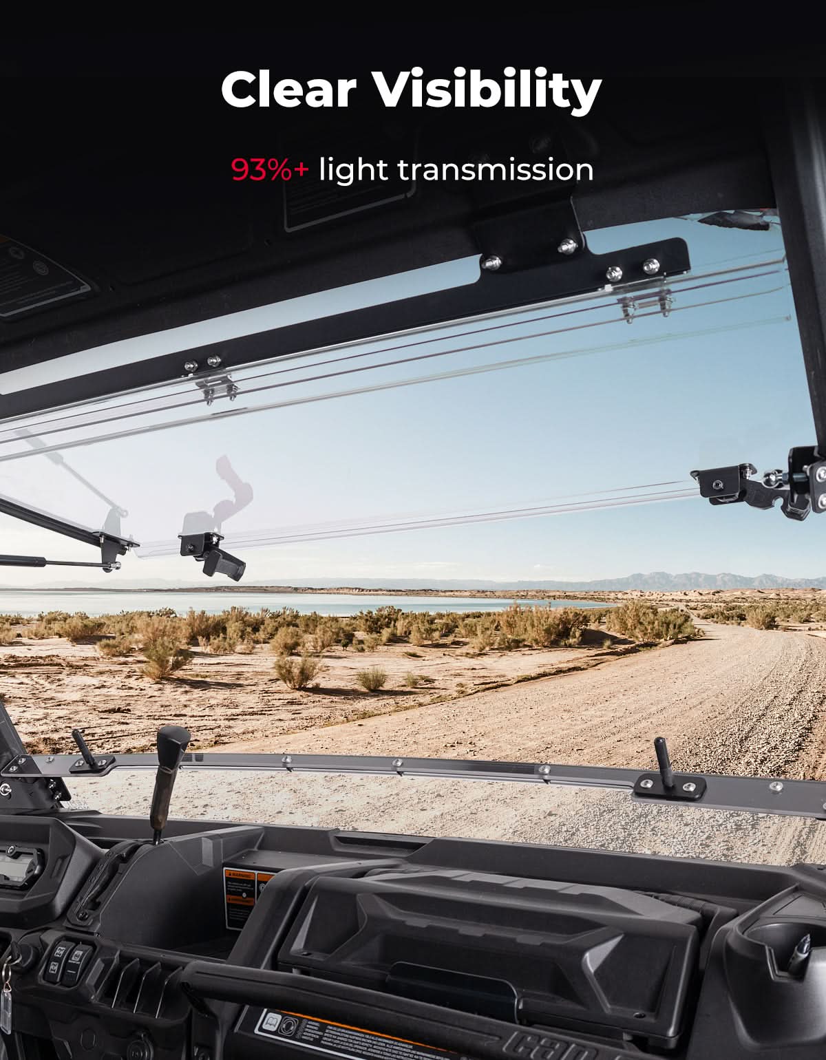Photo of Can-Am Defender HD5/HD8/HD10 Flip Windshield – 3 Position Full Front Windshield, Clear Hard-Coated Polycarbonate by Kemimoto - Premium for UTVs / Side by Sides