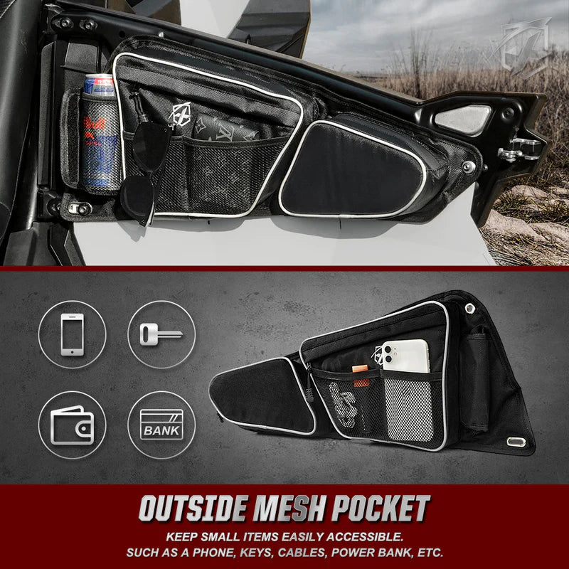 Photo of Polaris RZR Front Side Door Bags fits RZR 2014-2020 by XPRITE - Premium Door Bags & Door Accessories for UTVs / Side by Sides