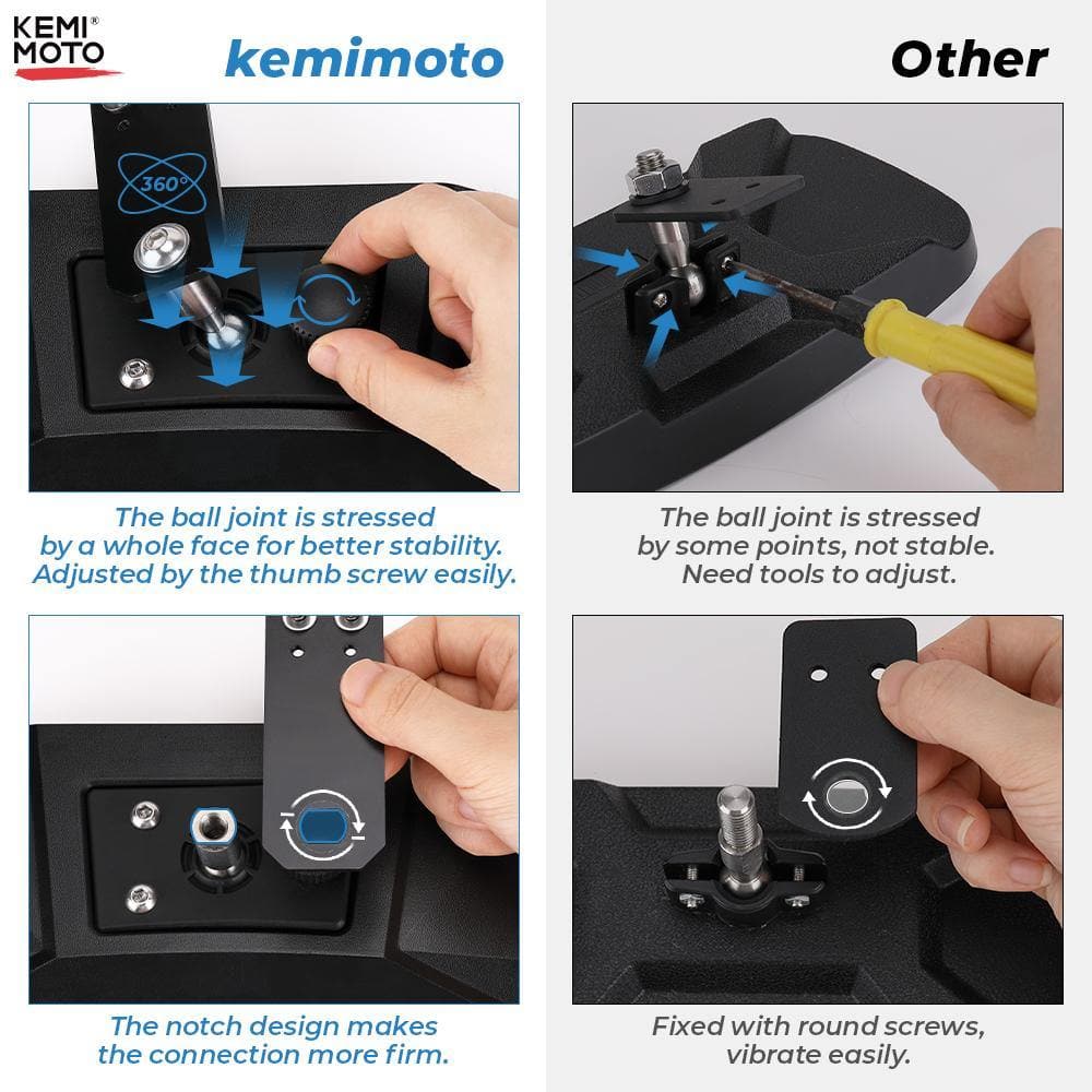 Photo of Upgraded Rear View Mirror for Polaris Ranger 500/570/900/1000 Crew XP by Kemimoto - Premium for UTVs / Side by Sides