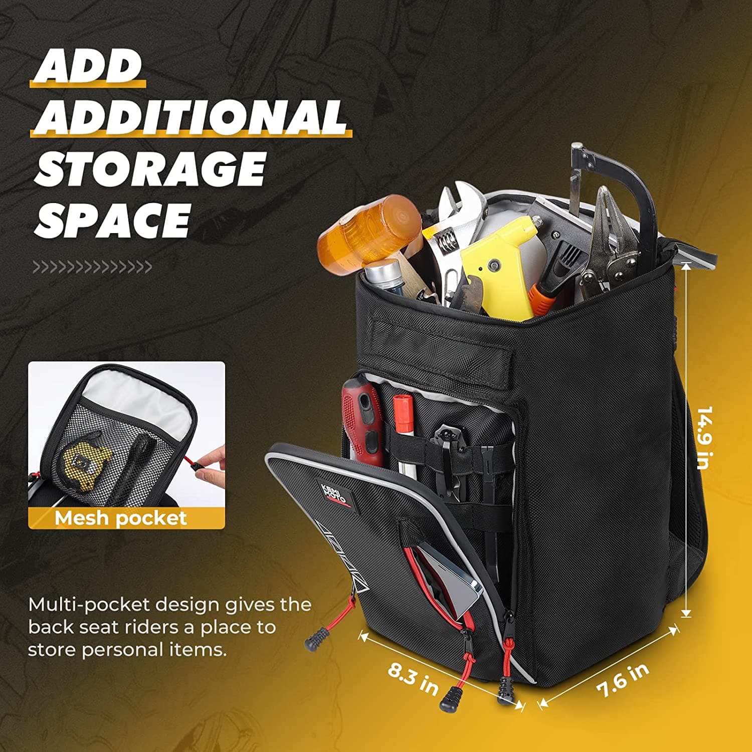 Photo of Updated Center Shoulder Console Bag W/Cooler Bag for Polaris/Can-Am by Kemimoto - Premium for UTVs / Side by Sides