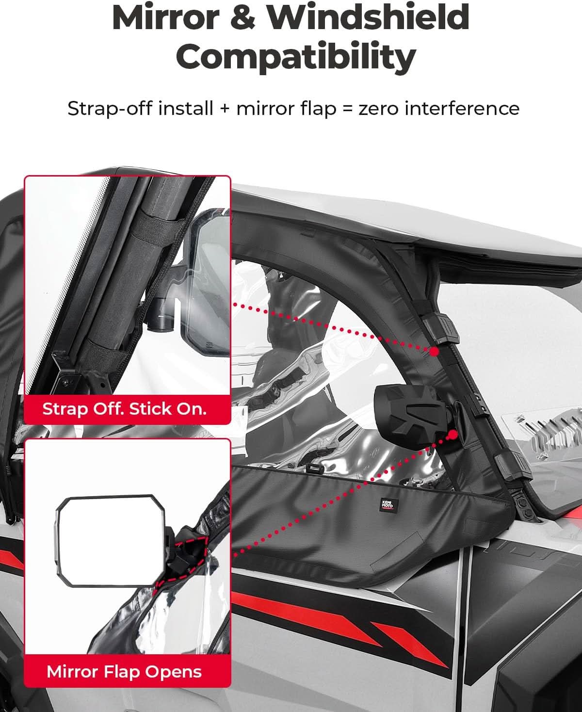 Photo of UTV Soft Upper Doors Compatible with Polaris General 1000 / XP 1000 by Kemimoto - Premium for UTVs / Side by Sides