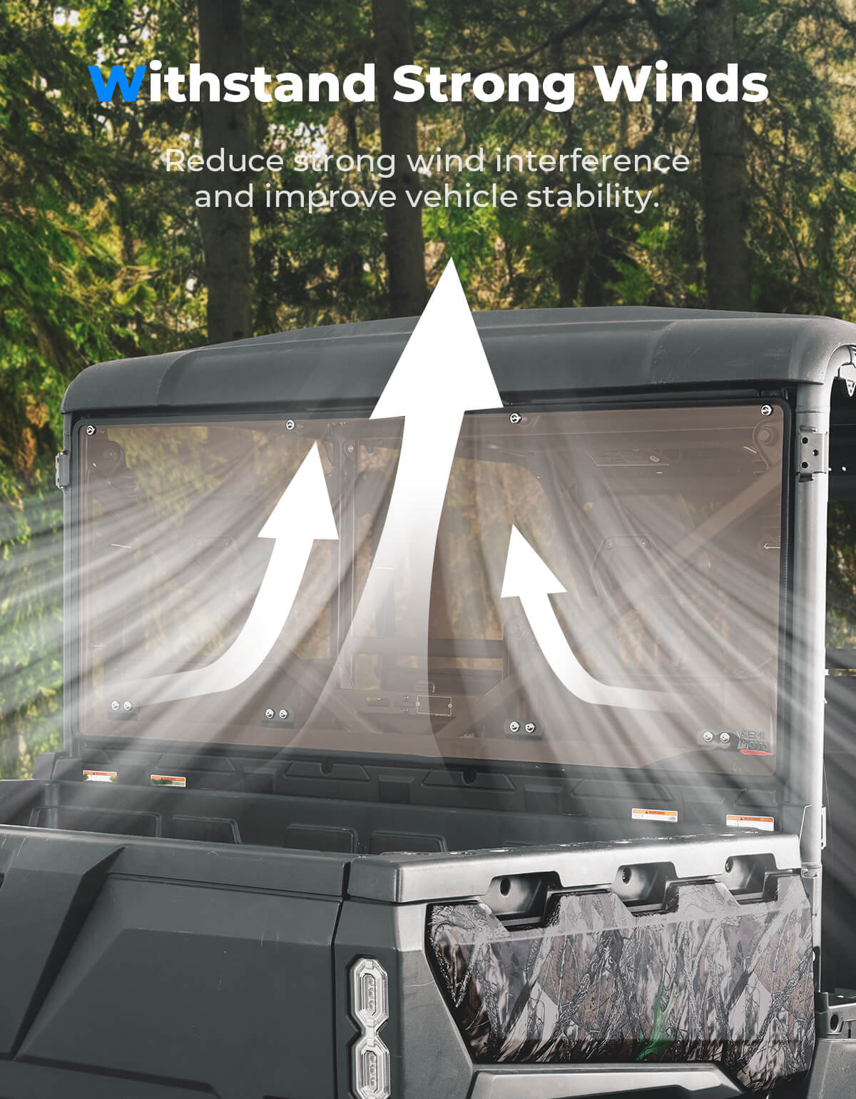 Photo of Tinted Rear Windshield UV-Resistant for CFMOTO UFORCE 1000/1000XL by Kemimoto - Premium for UTVs / Side by Sides