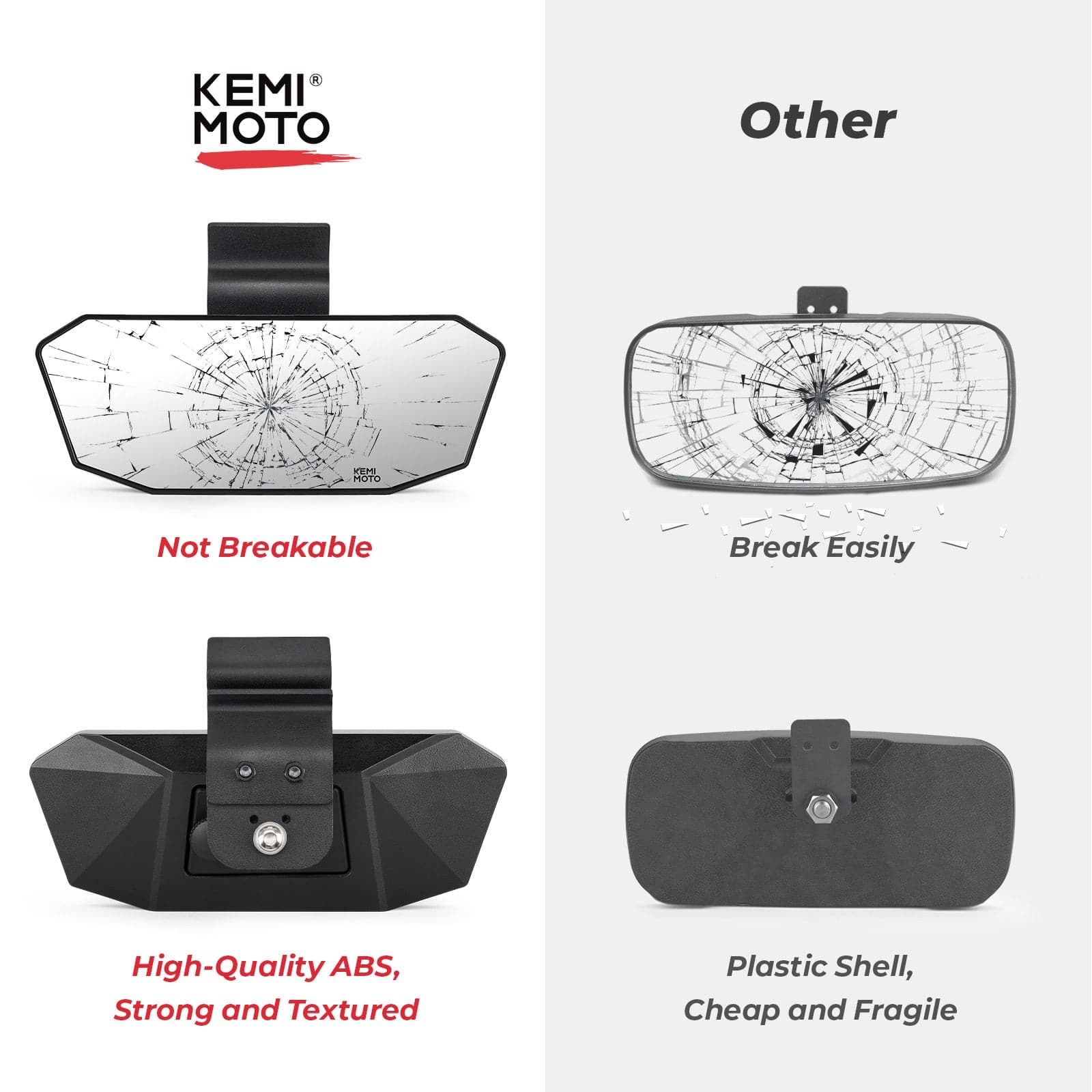 Photo of Rear View Mirror for Polaris Ranger/Can-Am Defender 2015-2023 by Kemimoto - Premium for UTVs / Side by Sides