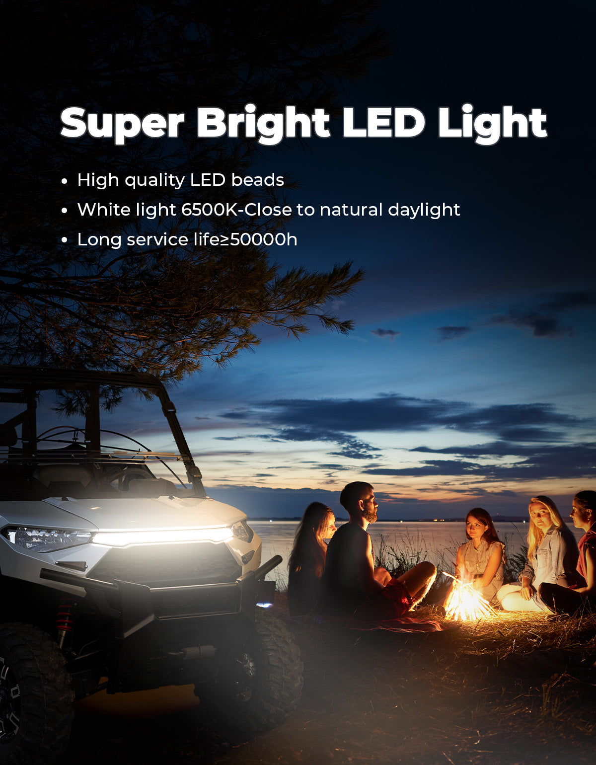 Photo of LED Fang Lights with Turn Signals for Polaris Ranger xp 1000 /Crew 2018-2024 by Kemimoto - Premium for UTVs / Side by Sides
