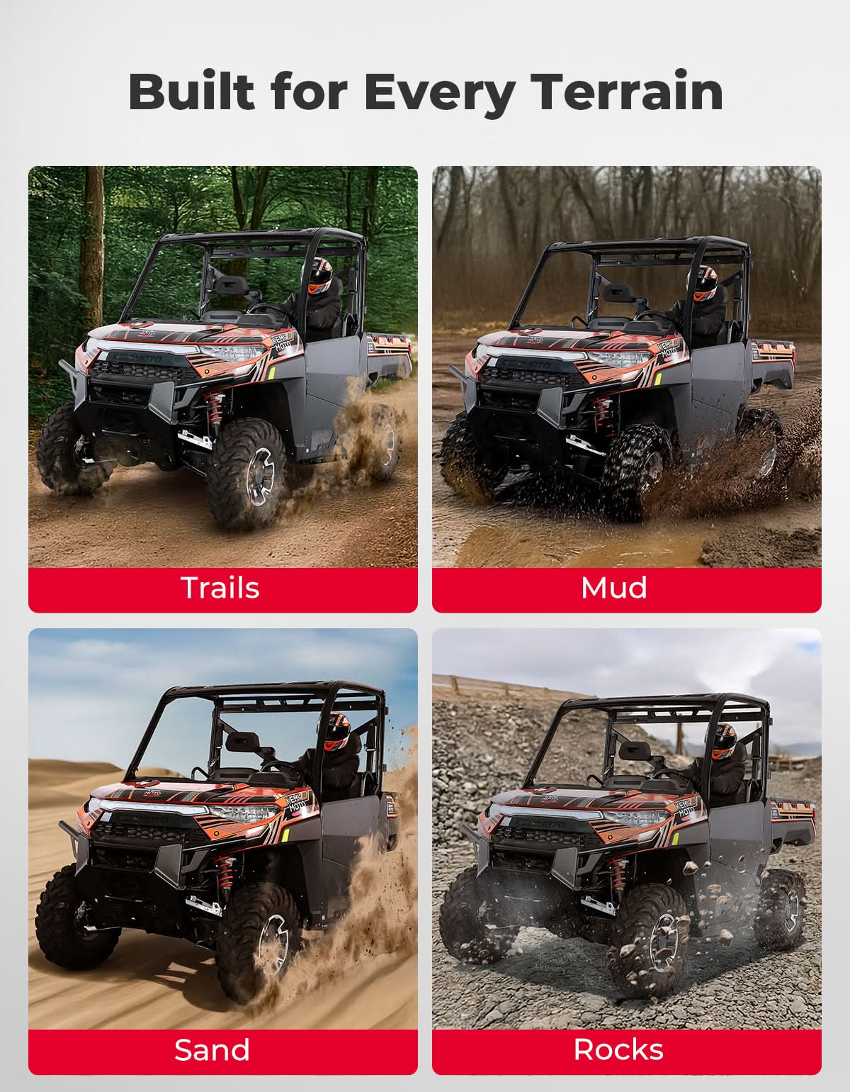 Photo of UTV Aluminum Half Door for Ranger XP 1000 2018-2025 by Kemimoto - Premium for UTVs / Side by Sides