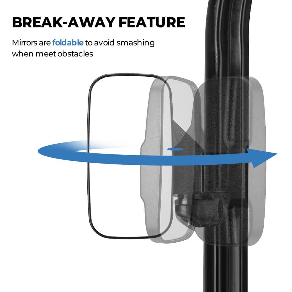 Photo of Adjustable Side Mirrors & Rear View Mirror For Polaris Ranger/ Defender by Kemimoto - Premium for UTVs / Side by Sides