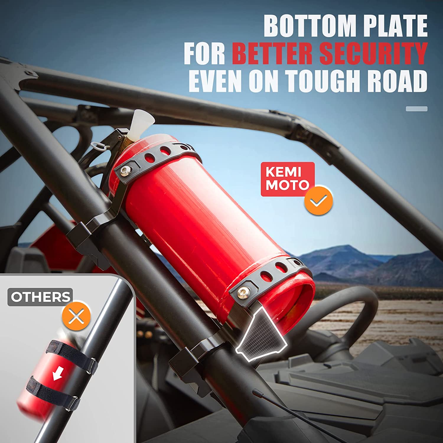 Photo of UTV Fire Extinguisher Holder Fit Polaris RZR, Can Am X3, Kawasaki Teryx by Kemimoto - Premium for UTVs / Side by Sides