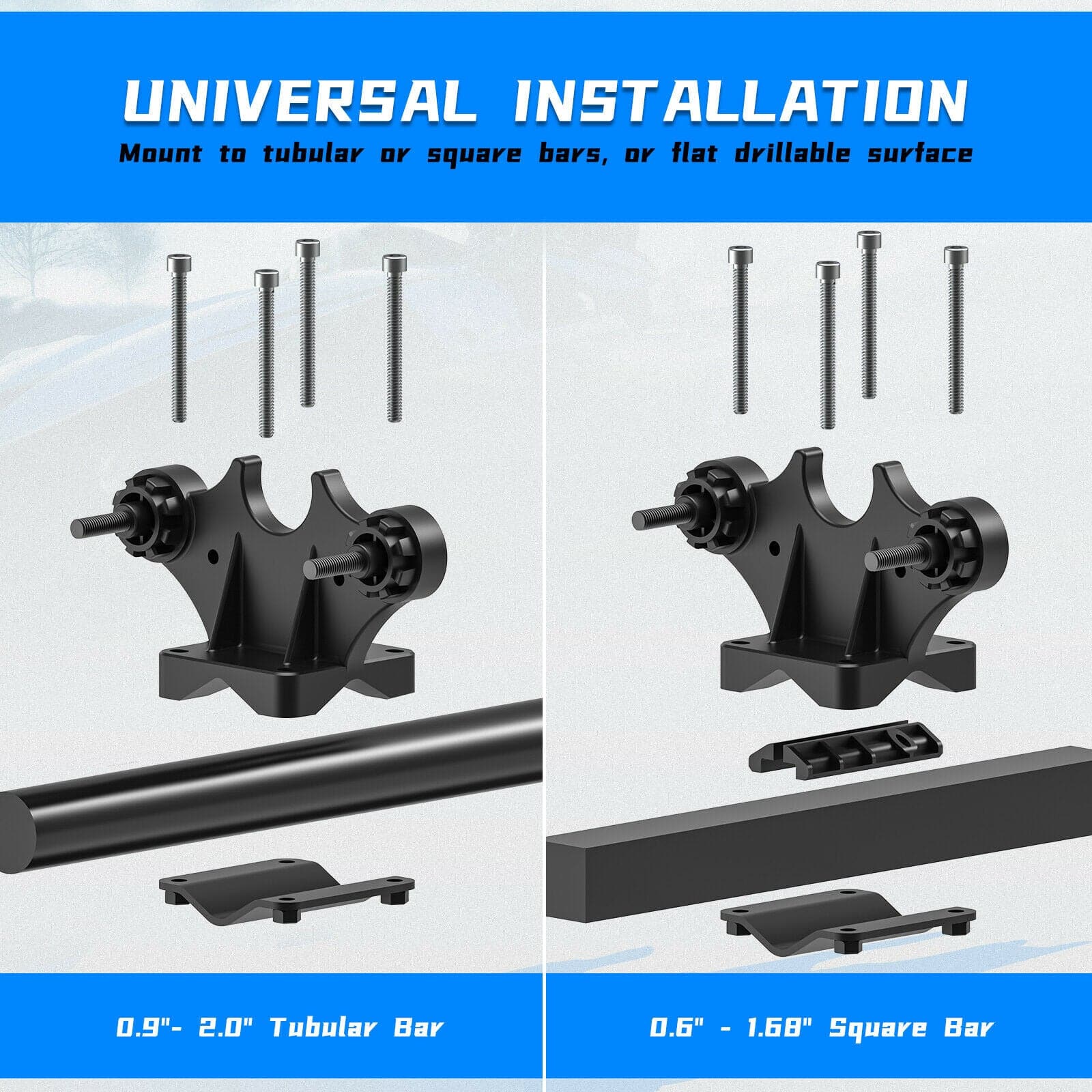 Photo of UTV ATV Double U-bracket Mount Grip by Kemimoto - Premium for UTVs / Side by Sides