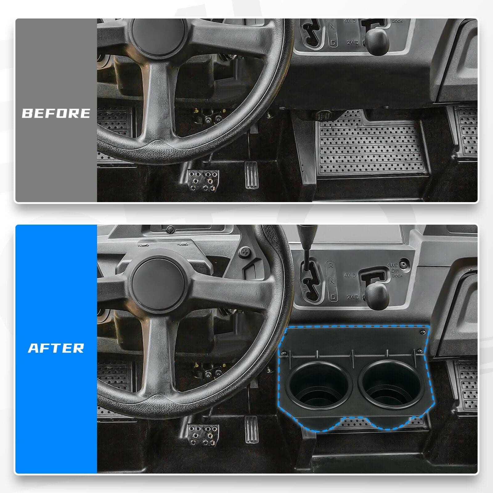 Photo of Center Dash Cup Holder for Honda Pioneer 700/700-4 2014-2023 by Kemimoto - Premium for UTVs / Side by Sides
