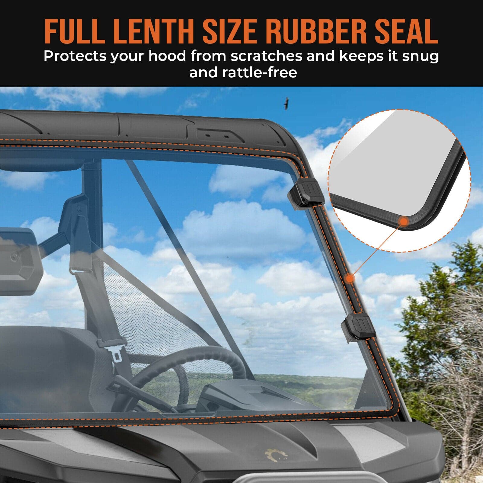 Photo of Front Full Windshield for Can Am Defender HD 5 /8 /10 /MAX by Kemimoto - Premium for UTVs / Side by Sides