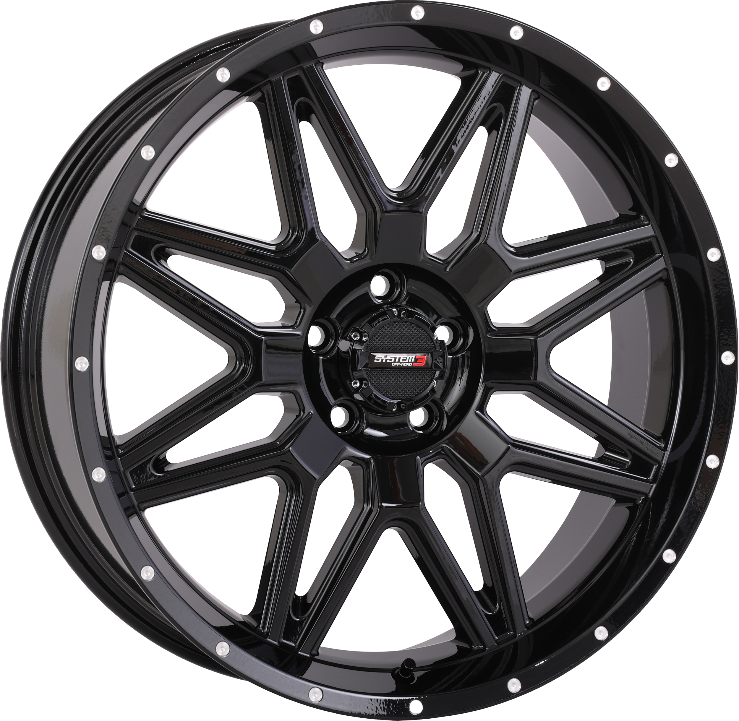 Photo of ST7 WHEEL 20X7 4+3 (+10MM) 5/4.5 GLOSS BLACK by SYSTEM 3 - Premium Wheels for UTVs / Side by Sides