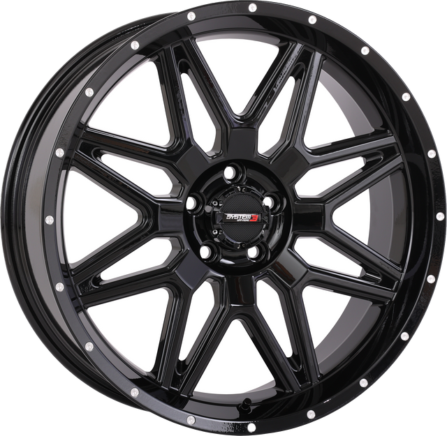 Photo of ST7 WHEEL 20X7 4+3 (+10MM) 5/4.5 GLOSS BLACK by SYSTEM 3 - Premium Wheels for UTVs / Side by Sides