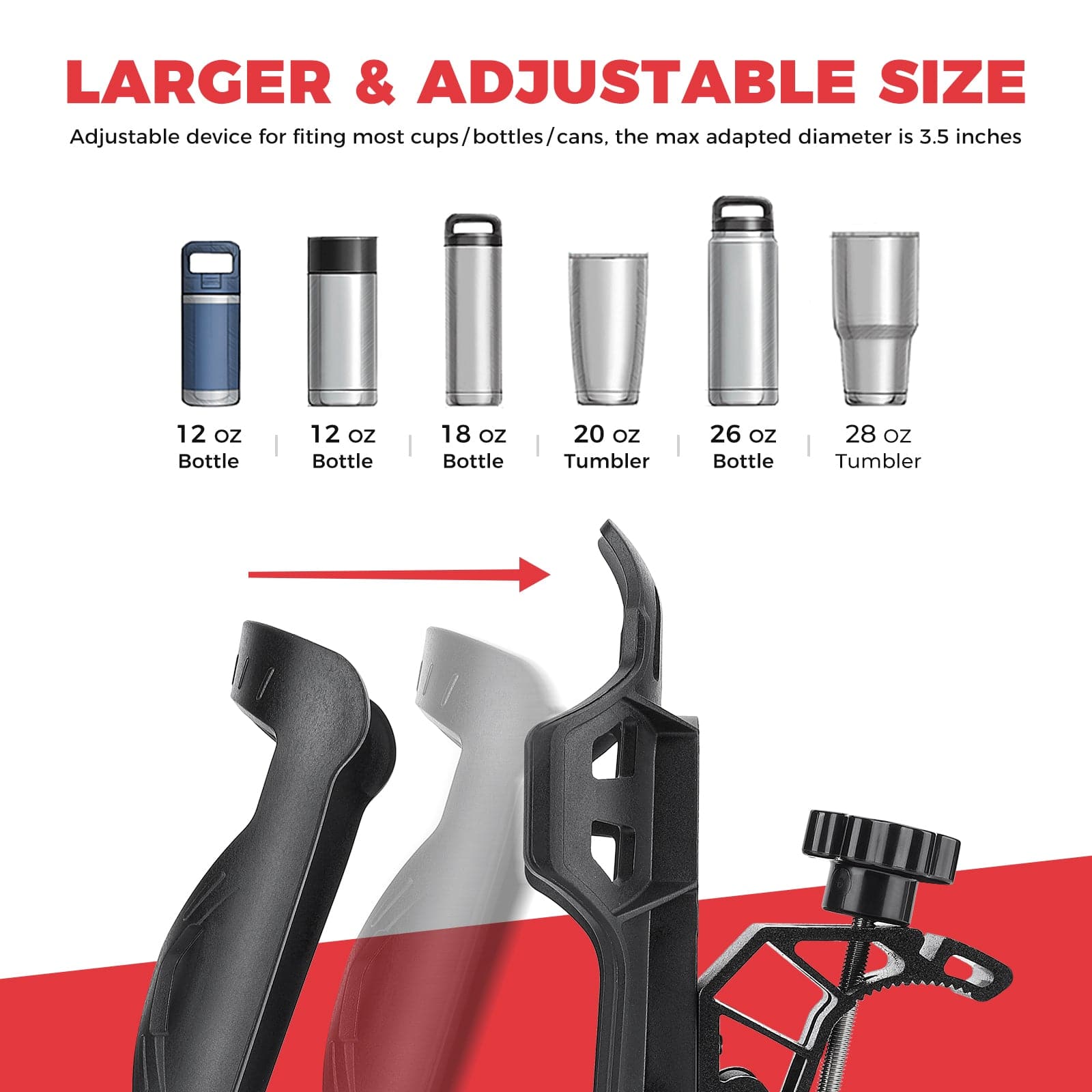 Photo of ATV Motorcycle Cup Holder with 0.6"-1.56" Metal Clamp by Kemimoto - Premium for UTVs / Side by Sides