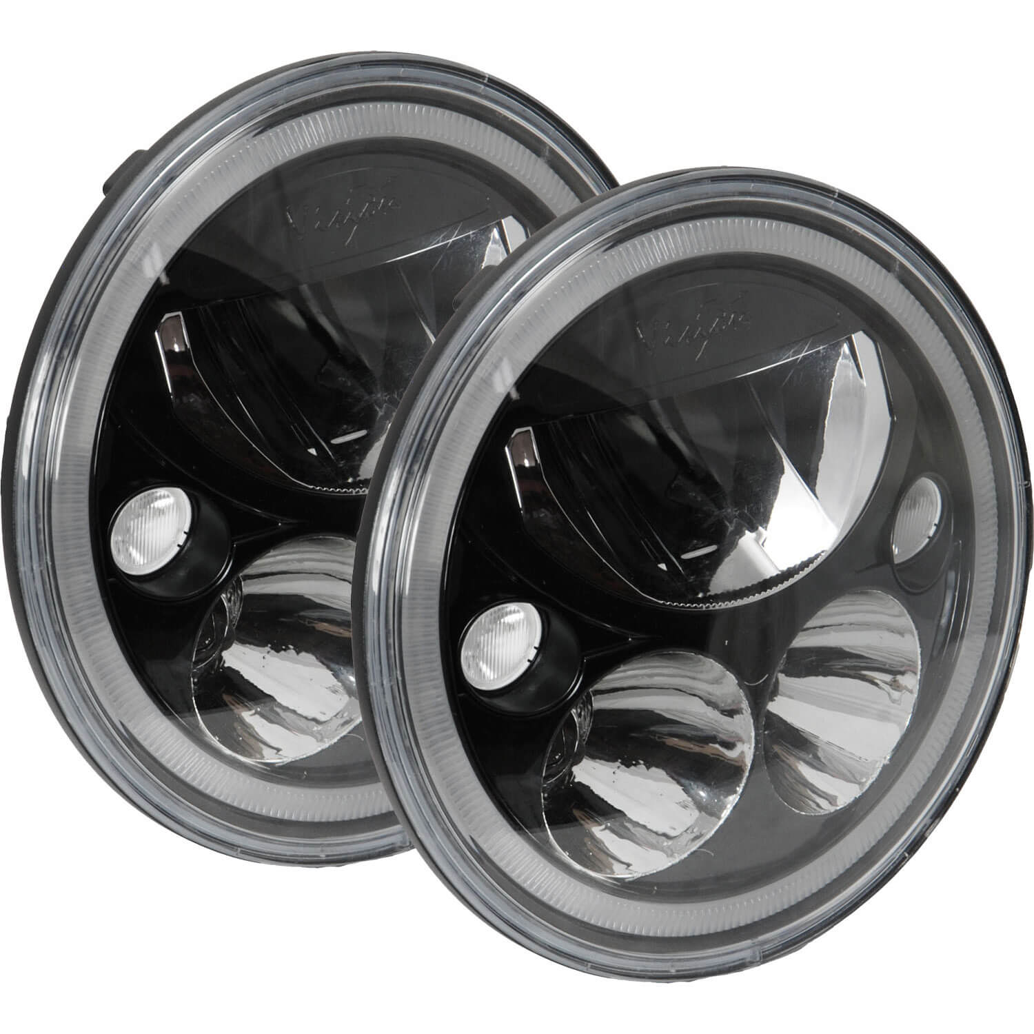 Photo of 5.75" VX Series LED Headlight Kit - Black Chrome | White Halo by Vision X Off-Road - Premium LED Headlight for UTVs / Side by Sides